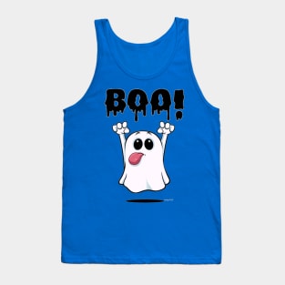 Adorable Ghost with a Playful 'BOO': Halloween Cuteness Unleashed Tank Top